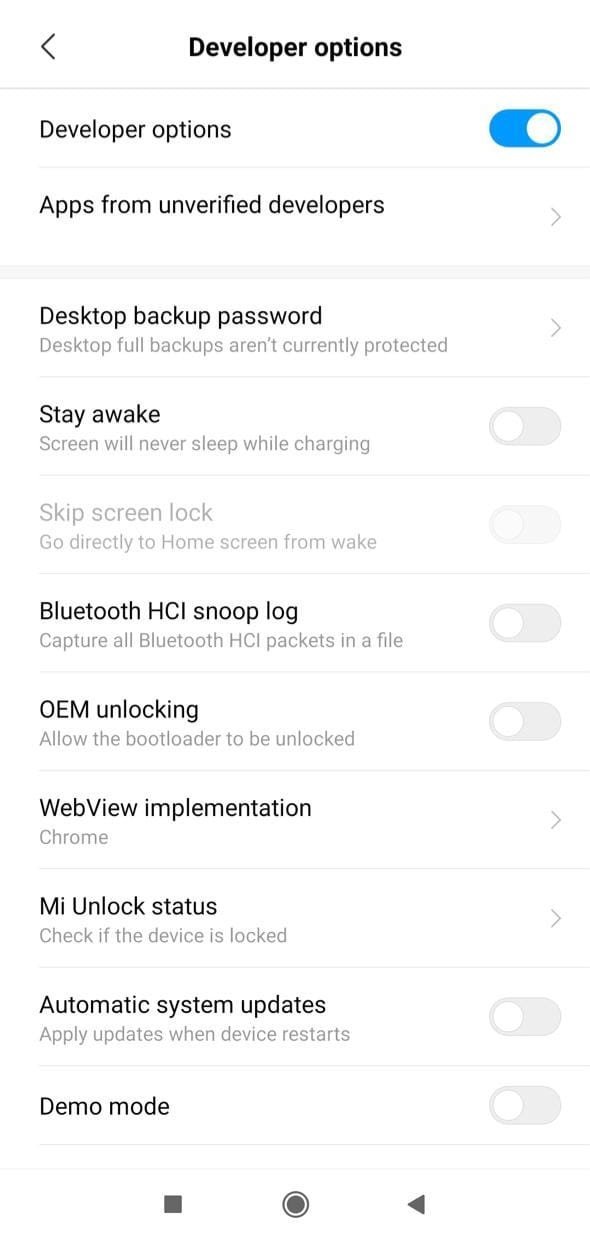 Developer Mode Active on MIUI