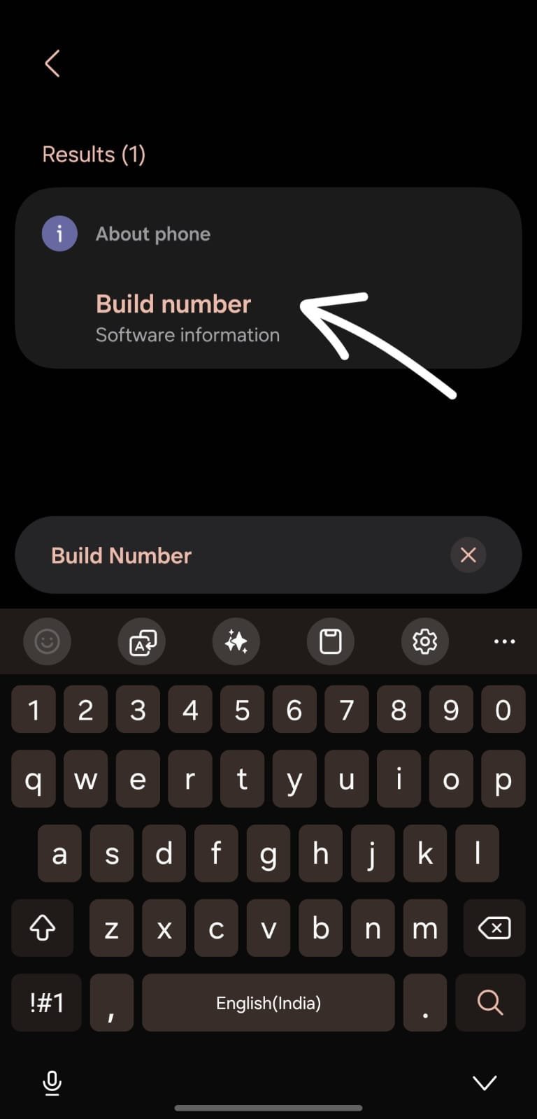 Tap Build Number in Search Results