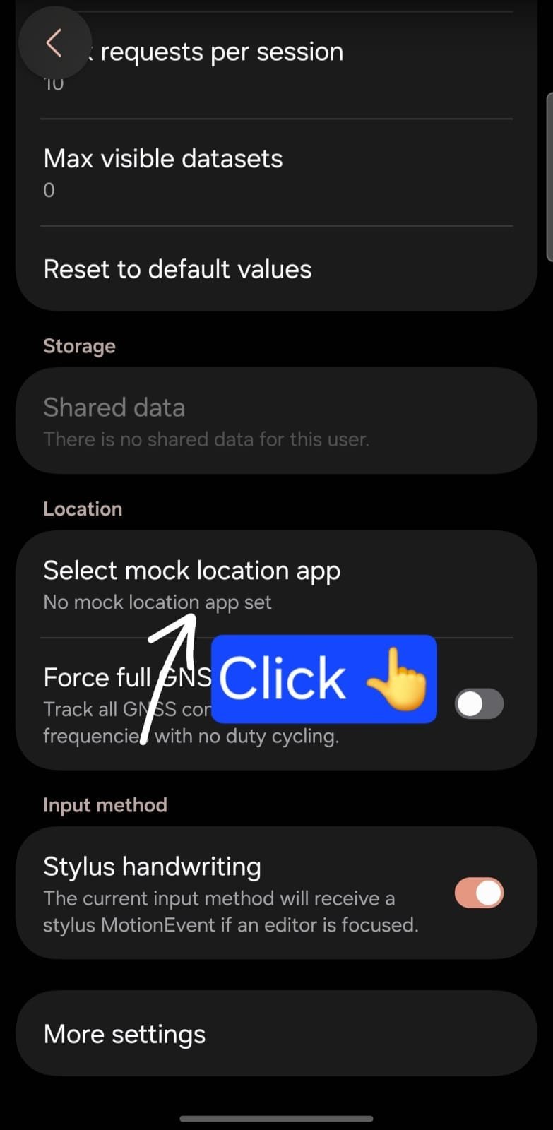 Select Mock Location App Setting